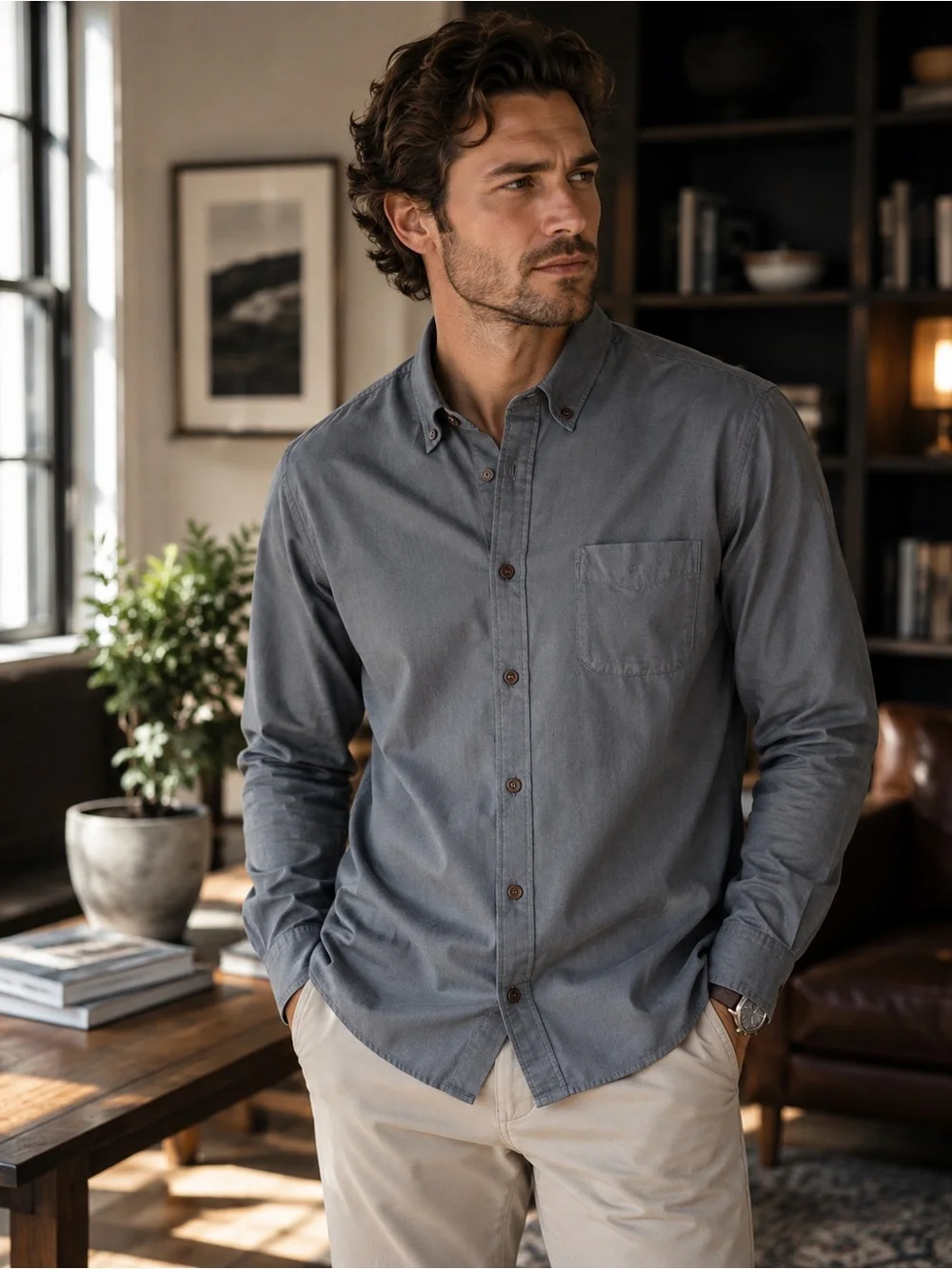 J. Crew Men's Gray Button-Down Shirt